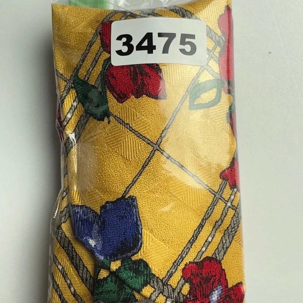 Robert Talbott‎ Studio Nordstrom Mens Silk Tie Yellow Floral Geometric Hand Sewn